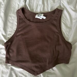 Princess Polly Brown Asymmetrical Crop Tank Top